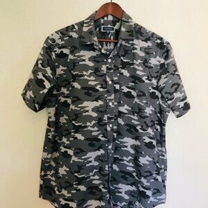 Club Room Black and Gray Camouflage Men's Shirt
